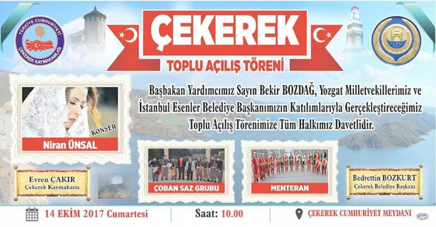 Çekerek Belediyesi tarafından ilçeye kazandırılan hizmetlerin toplu açılış töreni Başbakan