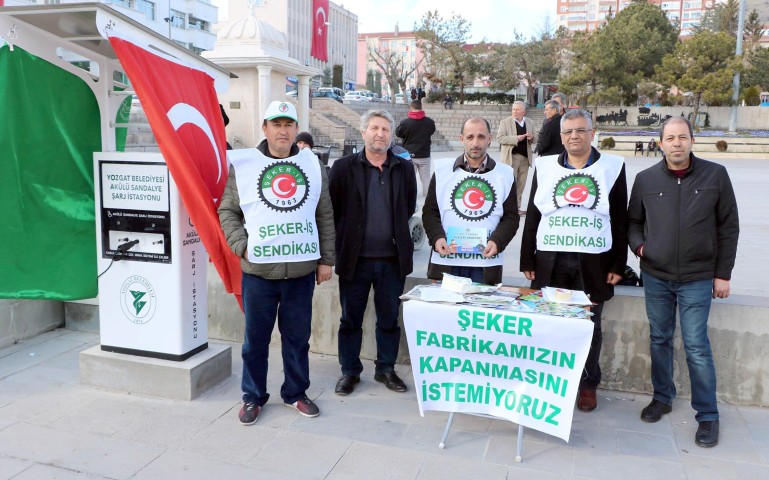 Yozgat’ta Şeker-İş Sendikası tarafından Cumhurbaşkanı Recep Tayyip Erdoğan’a gönderilmek üzere