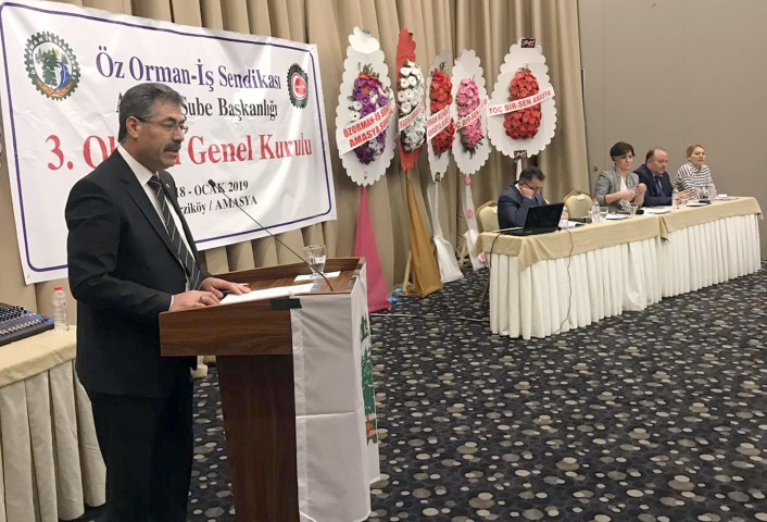 Öz Orman İş Sendikası Amasya Şubesi Genel Kurulunda mevcut başkan