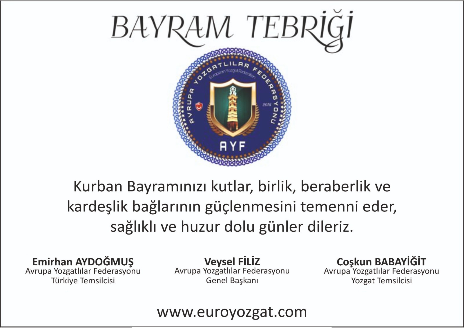 Avrupa Yozgatlılar Federasyonu hemşerilerinin bayramını kutladı