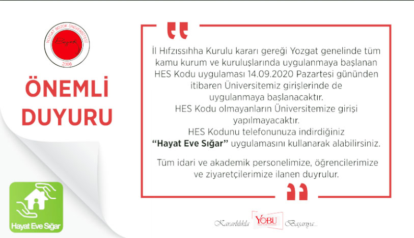 İl Hıfzıssıhha Kurulu kararı gereği Yozgat genelinde tüm kurum ve
