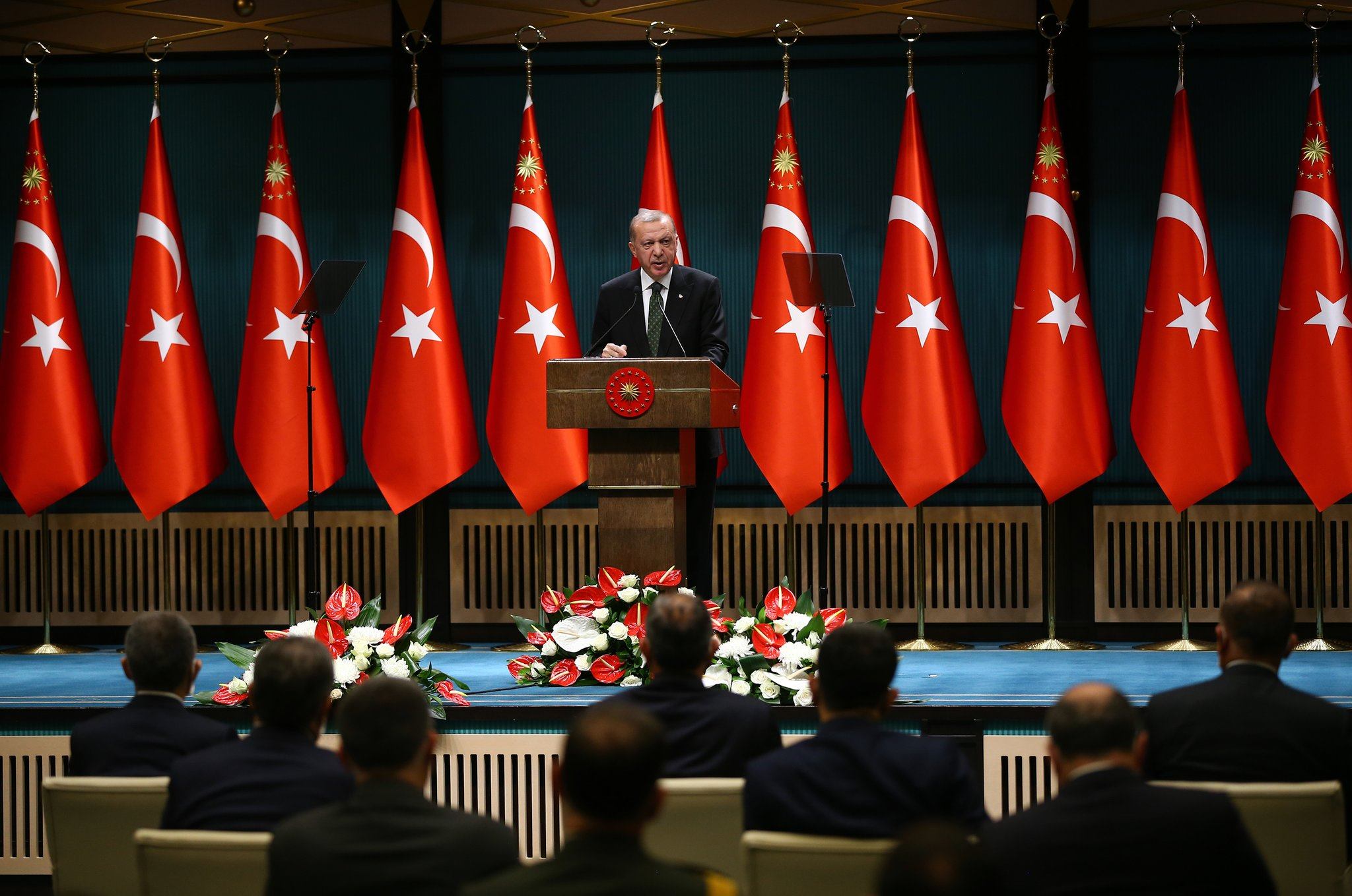 Cumhurbaşkanı Recep Tayyip Erdoğan, Cumhurbaşkanlığı Kabinesi toplantısı sonrasında koronavirüs salgını