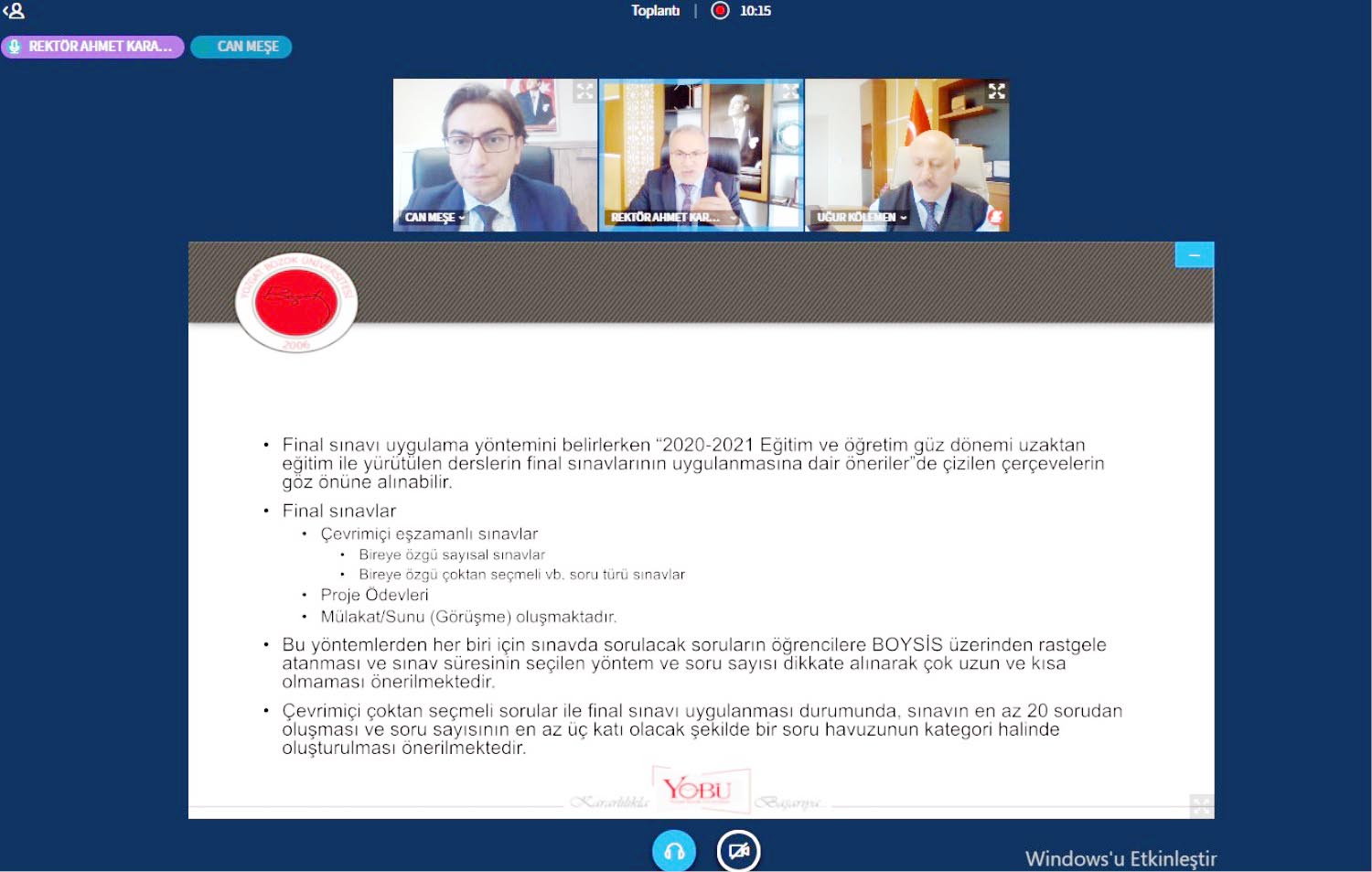 Yozgat Bozok Üniversitesinde 2020-2021 Güz Dönemi Final Sınavlarını ilişkin online