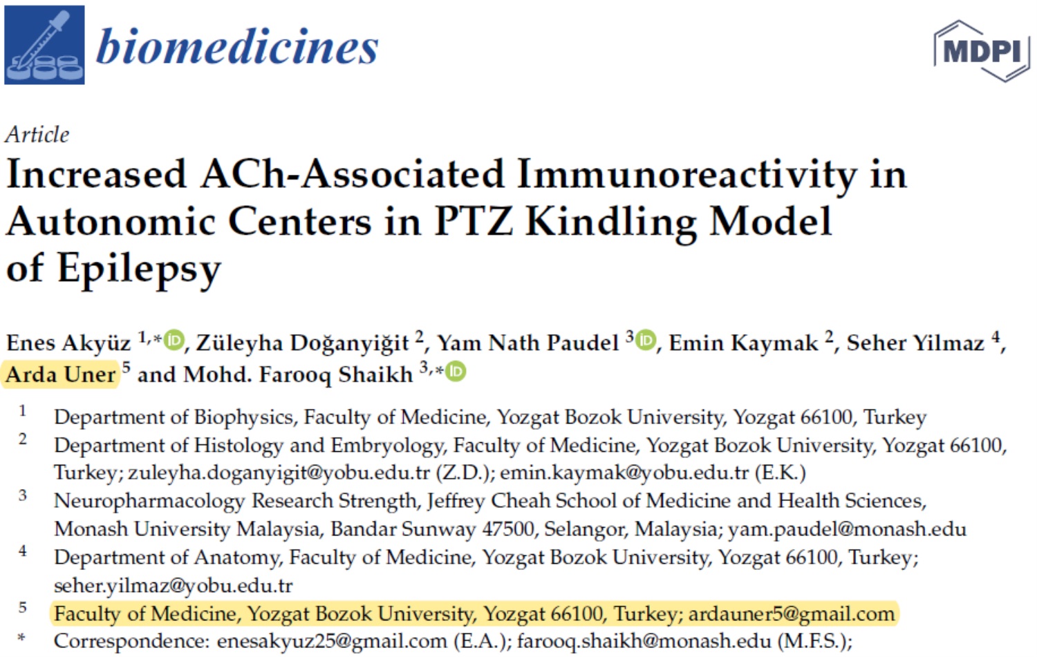 Yozgat Bozok Üniversitesi Tıp Fakültesi’nden Ece Eroğlu, İrem Küllü, Arda