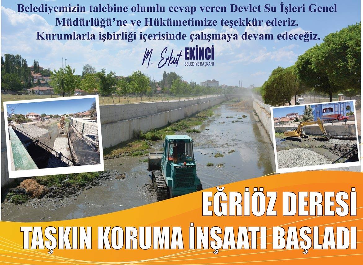 Sorgun Belediyesi tarafından başlatılan Eğriöz Deresi Taşkın koruma inşaatı çalışmaları