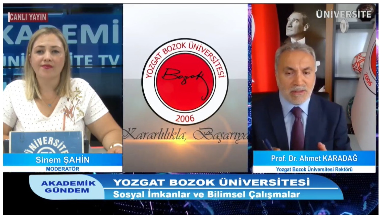 Bozok Üniversitesi Rektörü Prof. Dr. Ahmet Karadağ, Üniversite TV‘de canlı