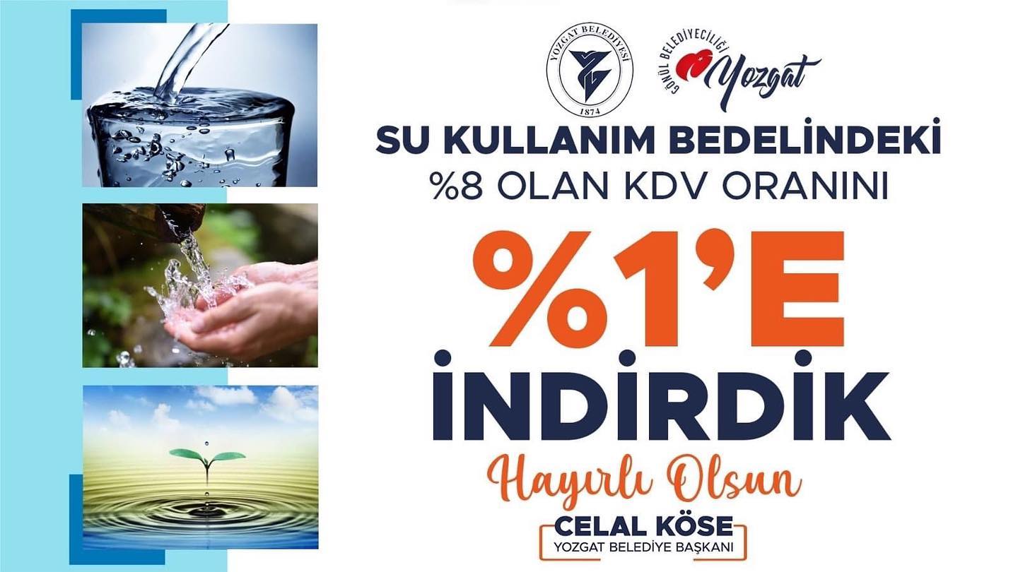 Yozgat Belediye Başkanı Celal Köse, su tarifesine toplamda yüzde 17'lik
