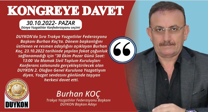 30 Ekim Pazar günü başkent Ankara’da 2. Olağan Genel Kurulunu