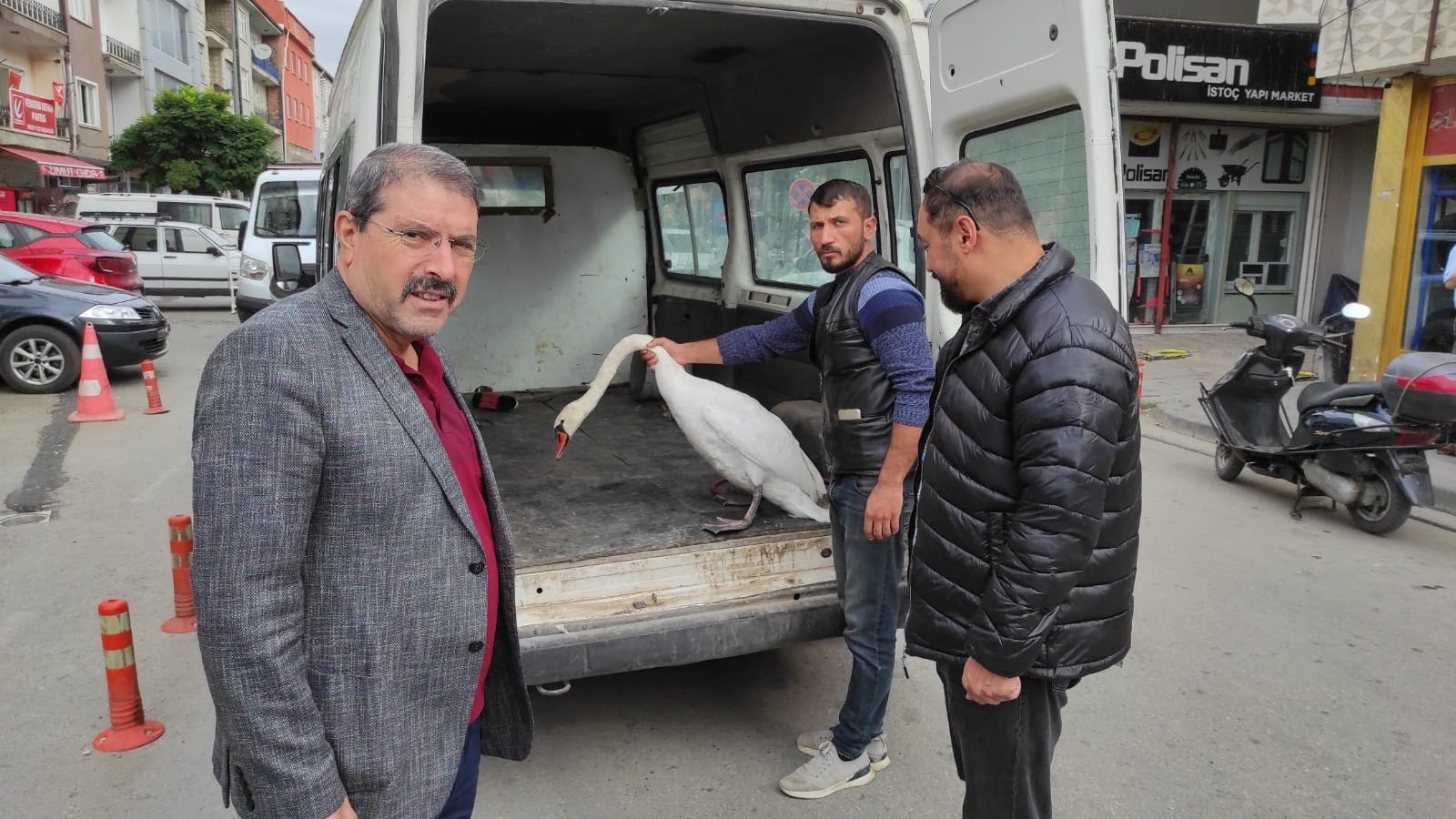 Yerköy ilçesinde bir vatandaş tarafından yol kenarında bulunan Kuğu, Yozgat