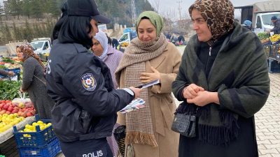 Aydıncık İlçe Emniyet Amirliği, ilçedeki pazar yerinde vatandaşlara yönelik bir