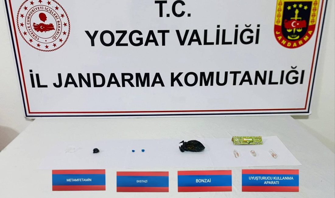 Yozgat’ta jandarma ekiplerinin yaptığı çalışma sonucu uyuşturucu madde bulundurduğu belirlenen