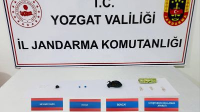 Yozgat’ta jandarma ekiplerinin yaptığı çalışma sonucu uyuşturucu madde bulundurduğu belirlenen