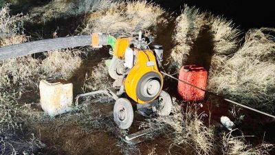 Yozgat’ın Boğazlıyan ilçesine bağlı Oğulcuk Köyü’nde baraj göletinden kaçak sulama