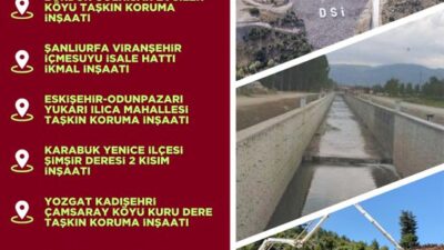 Devlet Su İşleri (DSİ) Genel Müdürlüğü tarafından yürütülen projeler kapsamında,