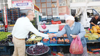 Çekerek Belediye Başkanı Üzeyir İnce, sebze pazarını ziyaret ederek esnaf