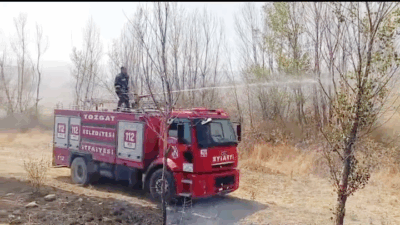 Yozgat’ın Fakıbeyli ve Topçu köylerinde çıkan anız yangınında, 1.500 dekarlık