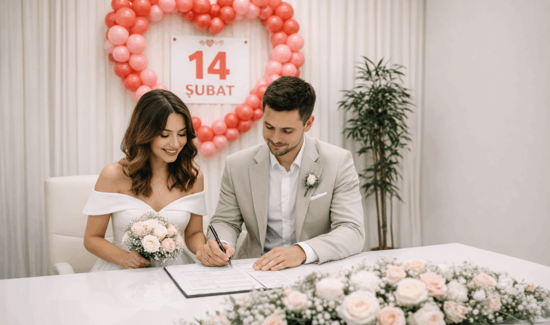 Yozgat’ta 14 Şubat Sevgililer Günü’nde 4 çift nikâh masasına oturdu.