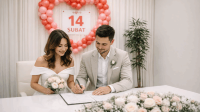 Yozgat’ta 14 Şubat Sevgililer Günü’nde 4 çift nikâh masasına oturdu.