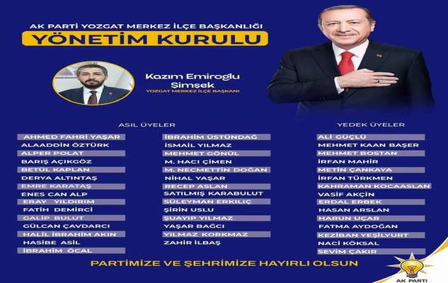 Geçtiğimiz ay AK Parti Yozgat Merkez İlçe Başkanlığı görevine atanan