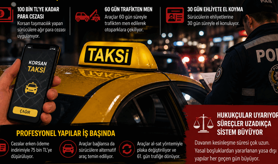 Türkiye genelinde korsan taksi faaliyetlerinin sayısının bir milyonu aştığı belirtilirken,